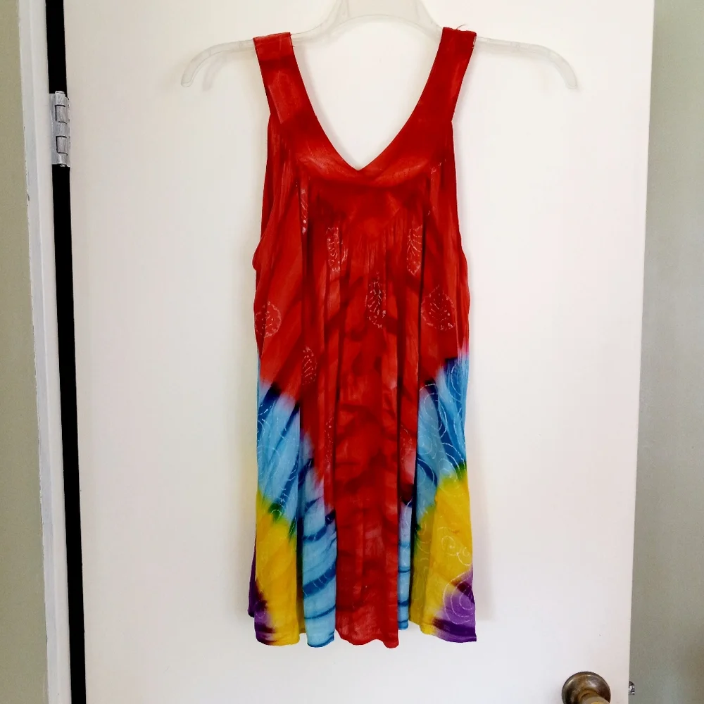 Colors of India free size tank tunic tie dye print